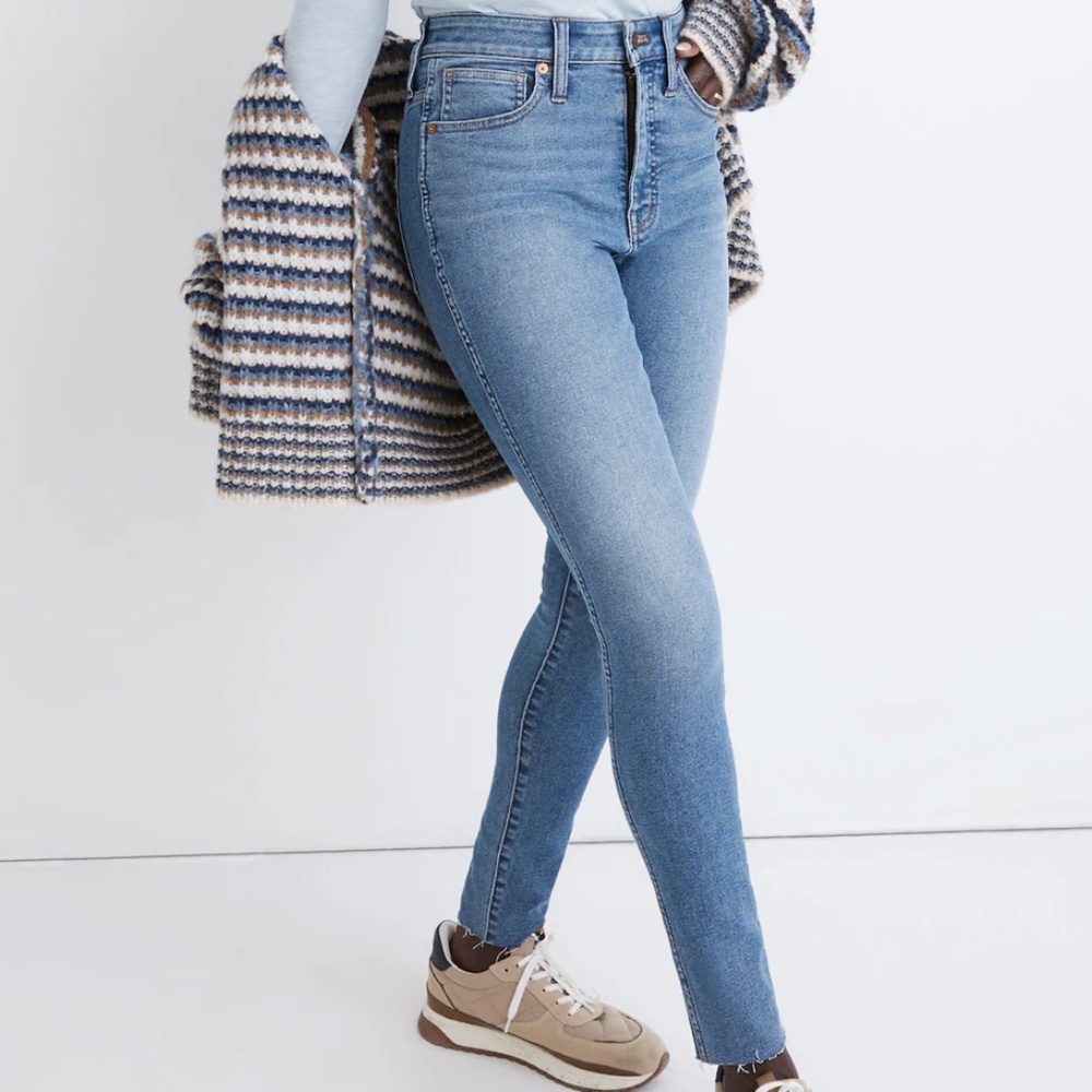 Madewell Curvy High-Rise Skinny Jeans Ainsworth Wash Raw-Hem Size 32 #NC316